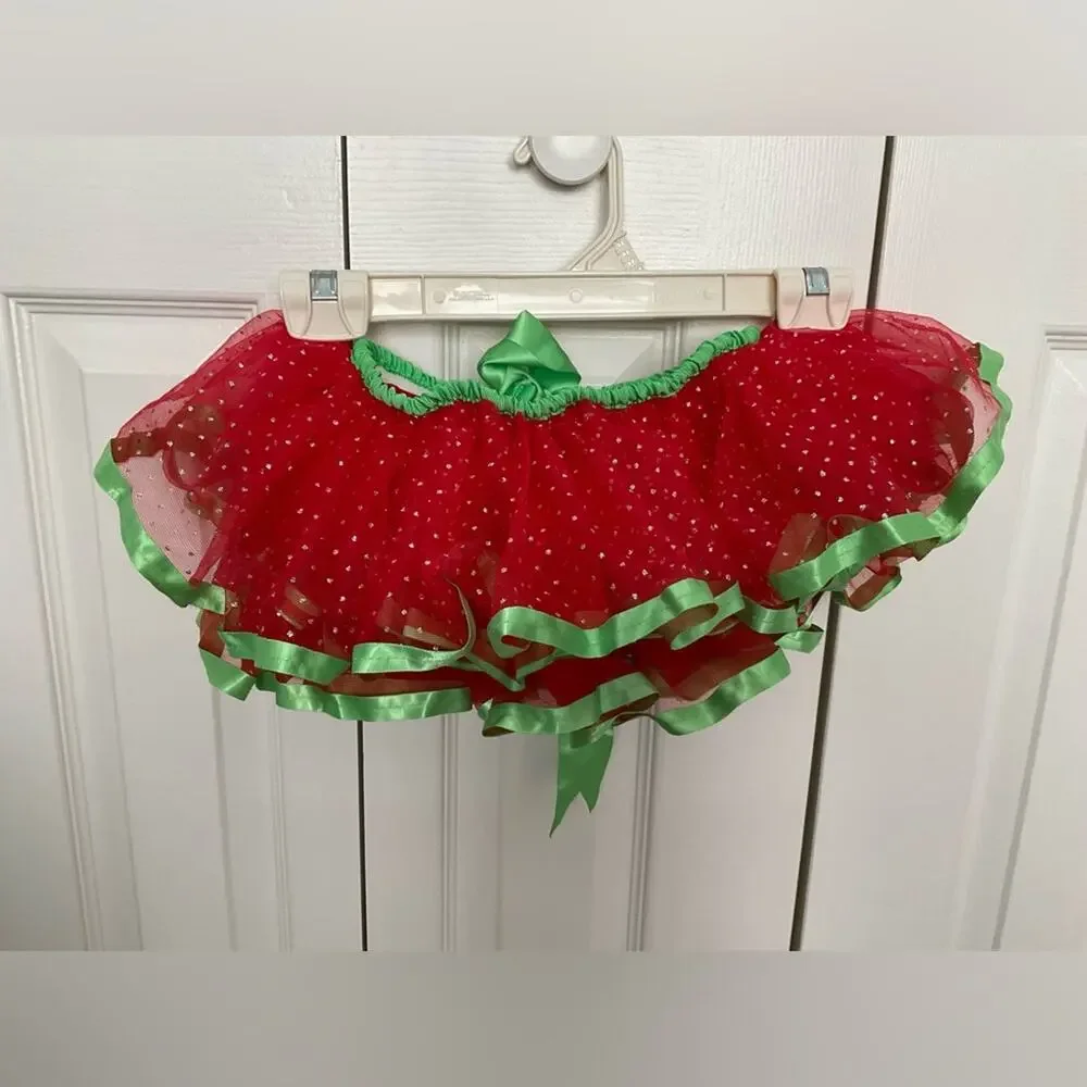 LITTLE WISHES CHRISTMAS RED GREEN SPARKLE RIBBON TIE BABY TUTU SZ 12M+